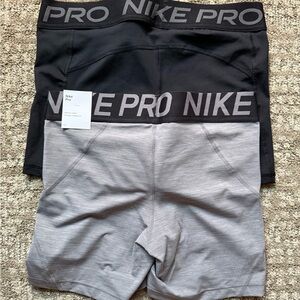 Nike Pro Black and Gray Shorts Set